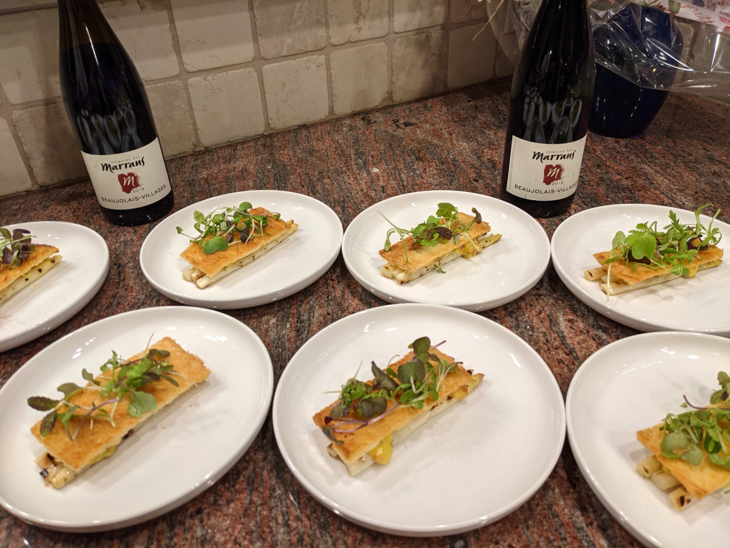 a table topped with plates of food on a plate