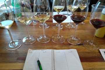 a table with wine glasses