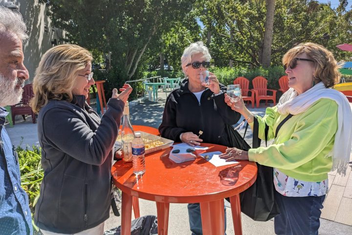 a group of people sitting at a table