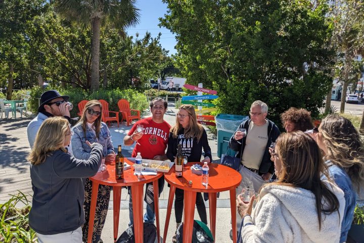 a group of people sitting at a table