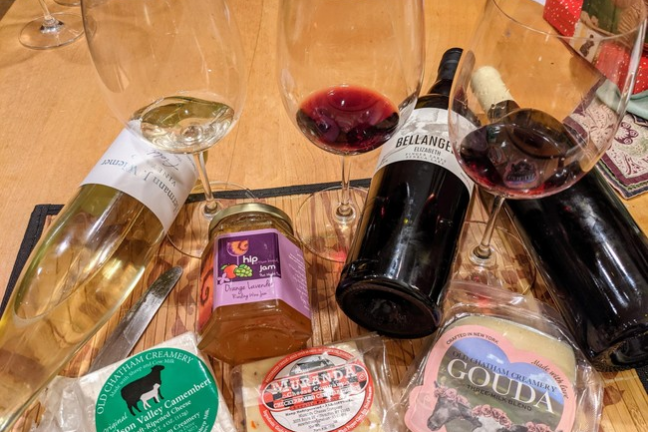 a bottle of items on a table